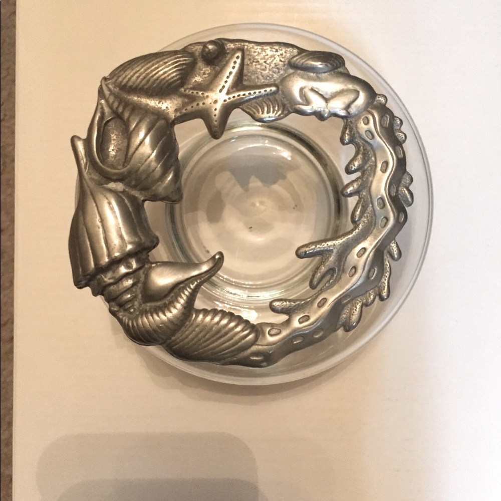 Pewter and glass potpourri holder